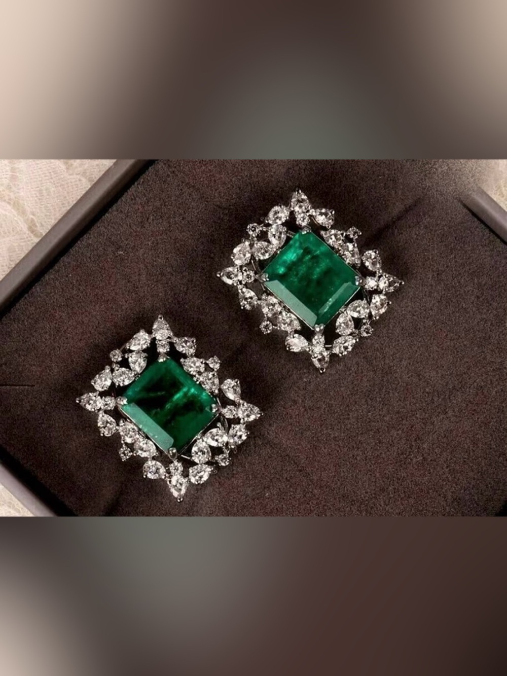 Emerald Green Halo Statement Earrings - Luxury Sparkle